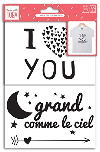 Made with Toga Transferband Textil 15 x 21 cm I Love You, Schwarz nicht zutreffend von Toga