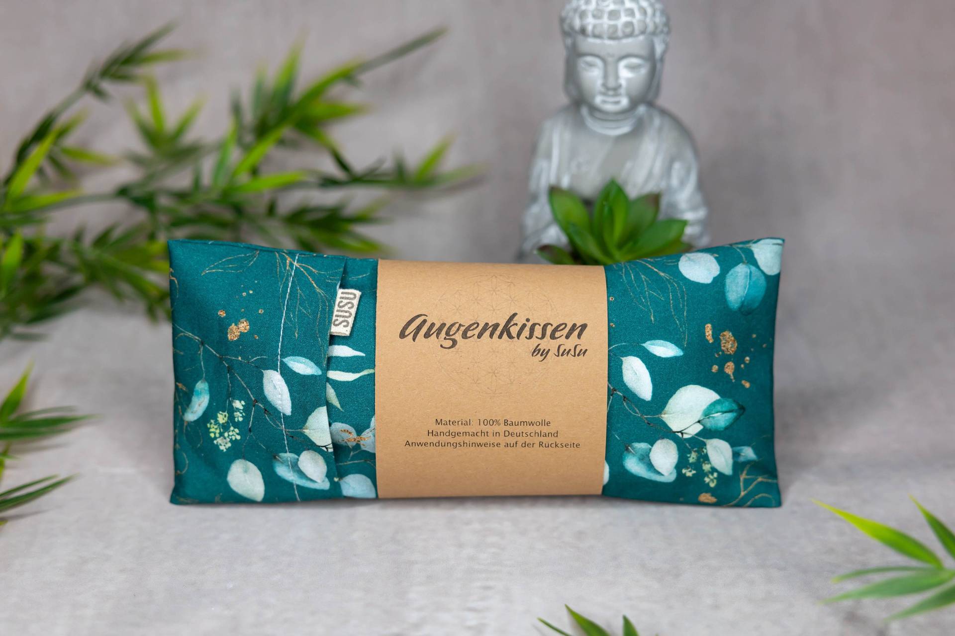 Augenkissen Petrol Eukalyptus Yoga Meditation Entspannung Homeoffice Lavendel Sandelholz Palo Santo Baumwolle Vegan von MadeBySuSu