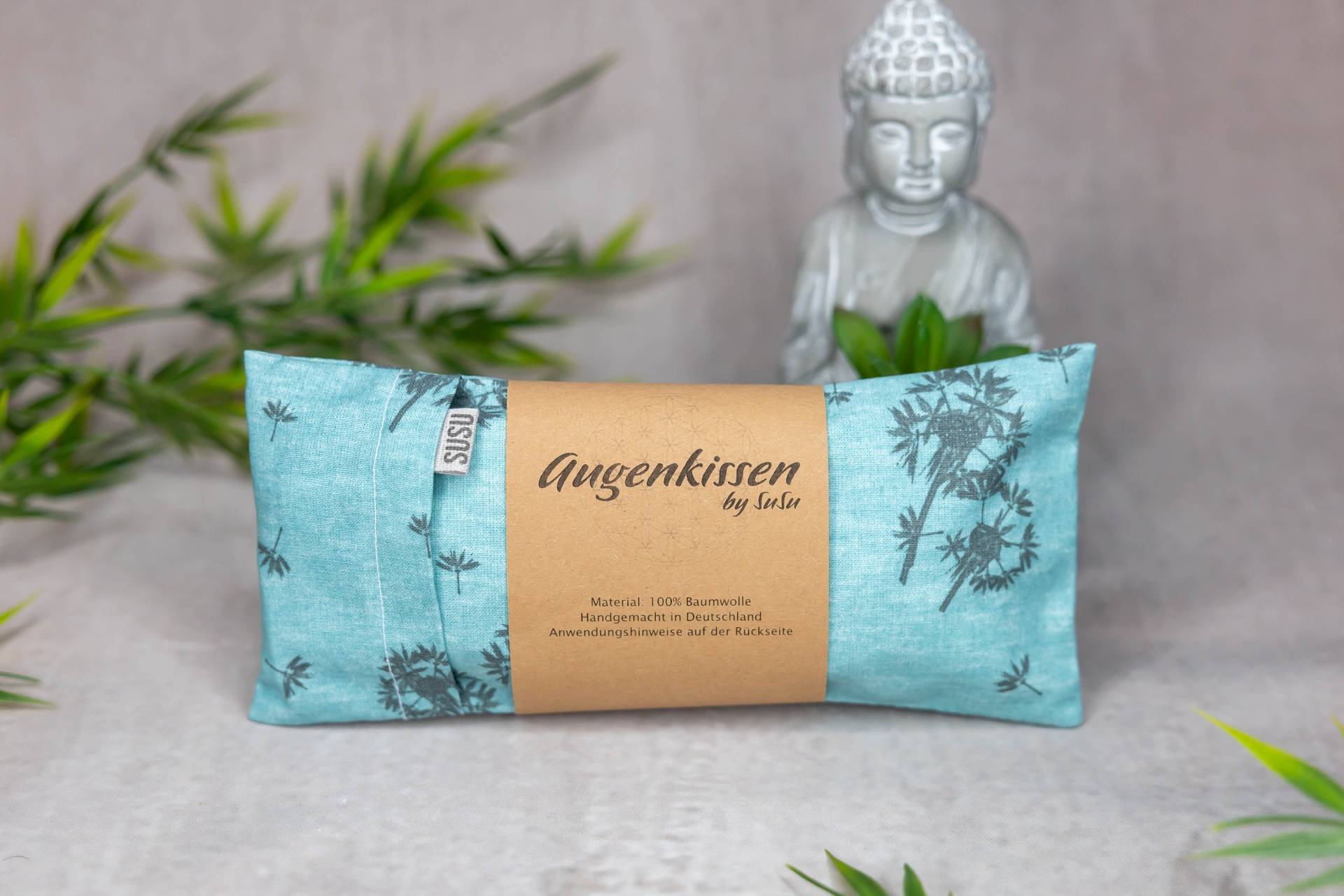 Augenkissen Petrol Pusteblumen Yoga Meditation Entspannung Homeoffice Lavendel Sandelholz Baumwolle Vegan von MadeBySuSu