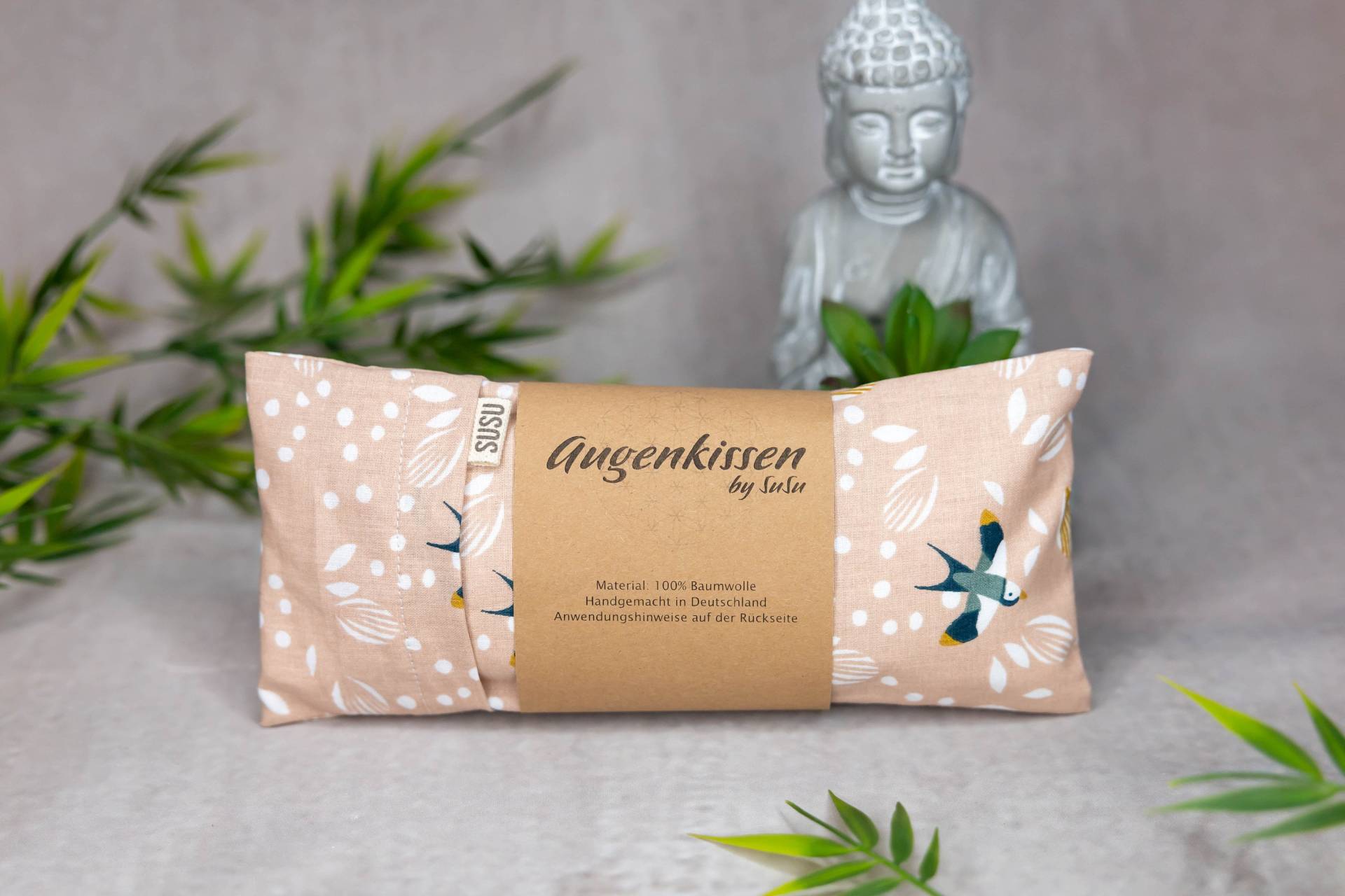 Augenkissen Rosa Lachs Schwalben Yoga Meditation Entspannung Homeoffice Lavendel Sandelholz Baumwolle Vegan von MadeBySuSu