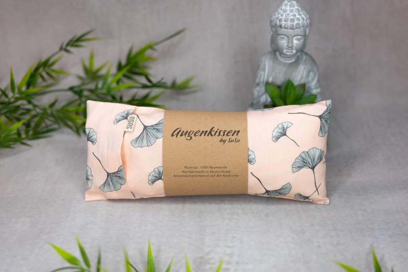 xl Extra Großes Augenkissen Apricot Lachs Ginkgo Yoga Meditation Entspannung Homeoffice Lavendel Sandelholz Palo Santo Baumwolle Vegan von MadeBySuSu