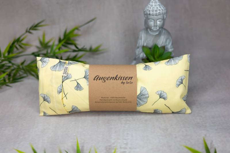 xl Extra Großes Augenkissen Gelb Ginkgo Yoga Meditation Entspannung Homeoffice Lavendel Sandelholz Baumwolle Vegan von MadeBySuSu