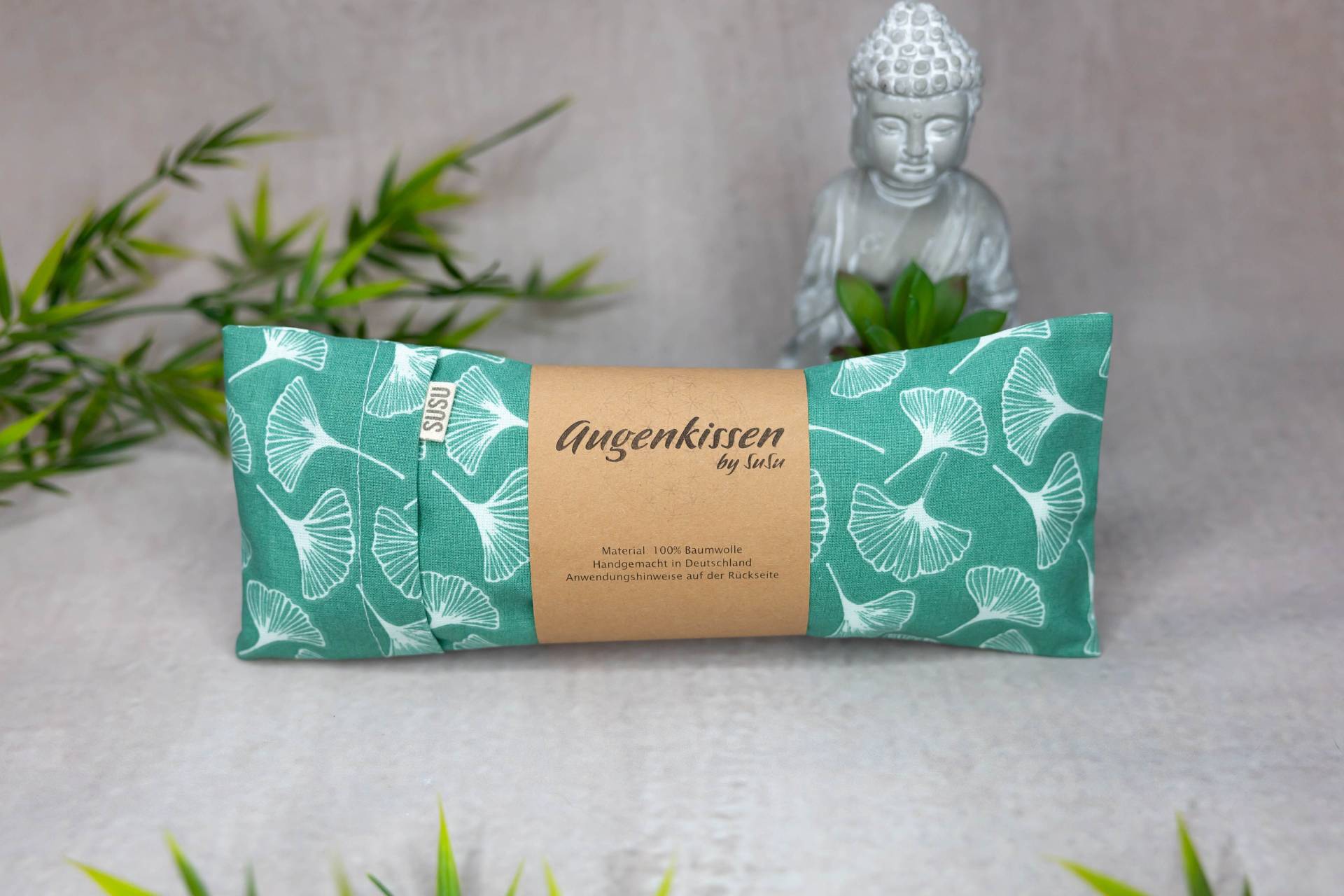 xl Extra Großes Augenkissen Petrol Ginkgo Yoga Meditation Entspannung Homeoffice Lavendel Sandelholz Baumwolle Vegan von MadeBySuSu