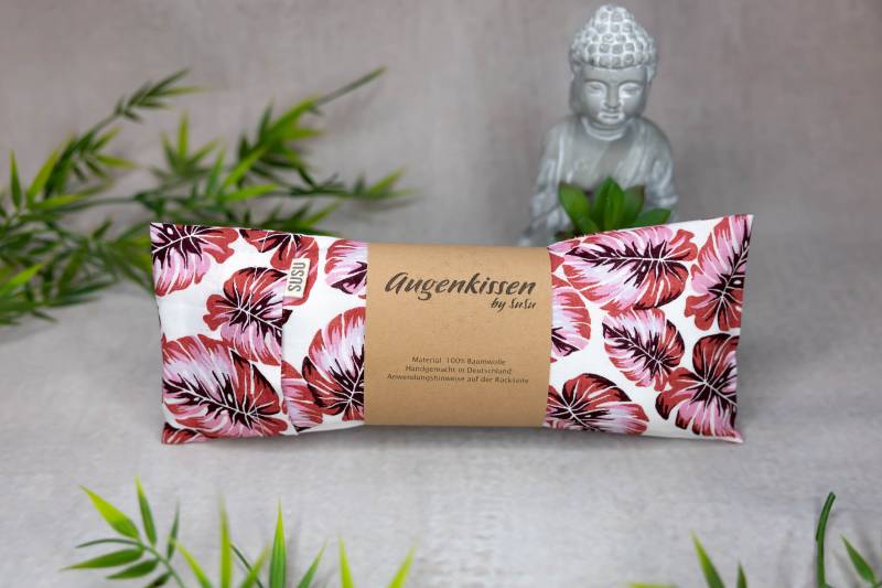 xl Extra Großes Augenkissen Rosa Pink Monstera Blätter Grafisch Yoga Meditation Entspannung Homeoffice Lavendel Sandelholz Baumwolle Vegan von MadeBySuSu