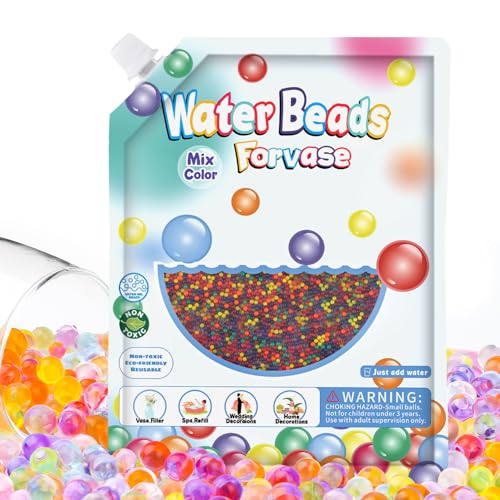 MadeTop 160.000 Stück Regenbogen-Mix-Gel-Wasserperlen für Vasen, farbige Wasserperlen, ungiftige Wasserperlen für Pflanzen, Vasenfüller, schwimmende Kerzen, Hochzeits- und Heimdekoration, Gelee-Perlen von MadeTop