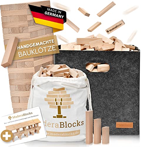 MaderaBlocks® 1.600 Holzbausteine Natur + 1x Baumpflanzung 100% Made in Ravensburg Bauklötze Natur Holz unbehandelt Kinder Konstruktions-Spielzeug, Motorik Bausteine 2 3 4 6 Jahre von MaderaBlocks