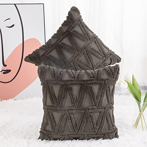 Madizz 2er Set Sanft Plüsch Kurze Wolle Samt Dekorativ Zierkissenbezüge Luxus Stil Kissenbezug für Sofa für Schlafzimmer Taupe 30x30 cm Quadrat von Madizz