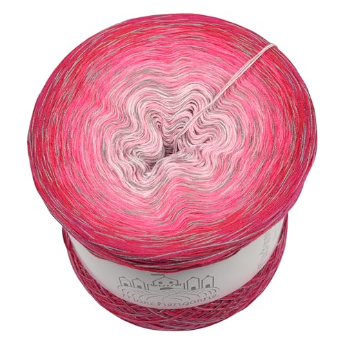 Farbverlaufsgarn Bobbel 300g - 1140m 4Fädig Wolle Strickwolle Häkeln (Herzkirsche - Hot Pink außen) von Märchengarne