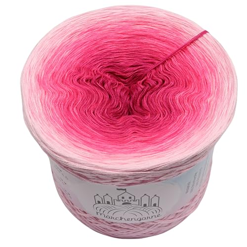 Farbverlaufsgarn Fruchtbombe 4 oder 3 fädig Bobbel Wolle häkeln stricken (Fruchtbombe - Baby Rosa außen, 3 Fach - 200g/1000m) von Märchengarne