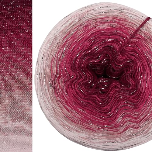 Glitzer Farbverlaufsgarn Eisblume mit Glitzer 5, 4 oder 3 Fach Bobbel Wolle häkeln stricken strickgarn (Pastell Rosa außen, 5fach - 400g/1200m) von LiLu´s Märchengarne