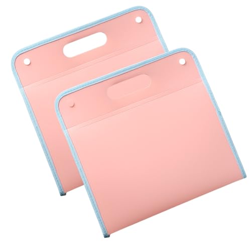 2er-Set Dokumentenmappe A4 - Tragbare Akkordeontasche Zur Aufbewahrung Von Dokumenten, A4-Ordner Mit Fächern Für Dokumente, Schreibtisch-Organizer (Rosa) von Mafagwre