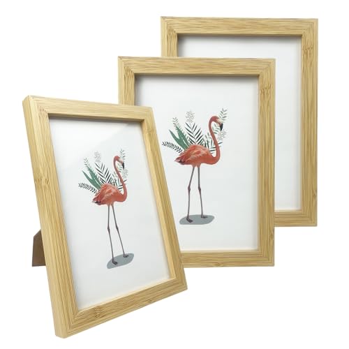 Mafagwre 3er-Set Bilderrahmen, Holz Fotorahmen mit Acrylglas, Photo Frames, Horizontal oder Vertikal für Wandbehänge oder Tischdekoration (Primärfarbe, A4) von Mafagwre