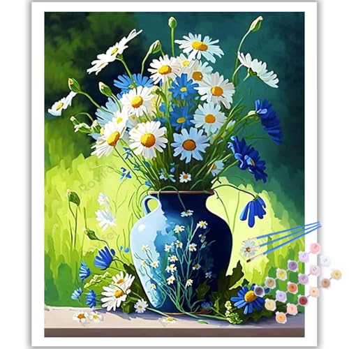 Blumen Malen Nach Zahlen Erwachsene, DIY Blumen Paint by Numbers Adult, Malen Nach Zahlen Set für Geschenk und Heim Dekoration (40×50 cm) Ohne Rahmen von Mafenr Art