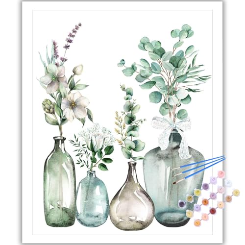 Blumen Malen Nach Zahlen Erwachsene, DIY Blumen Paint by Numbers Adult, Malen Nach Zahlen Set für Geschenk und Heim Dekoration 40×50cm Rahmenlos von Mafenr Art