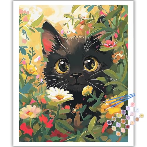 Katze Malen Nach Zahlen Erwachsene, DIY Katze Paint by Numbers Adult, Malen Nach Zahlen Set für Geschenk und Heim Dekoration 40×50 cm Ohne Rahmen von Mafenr Art