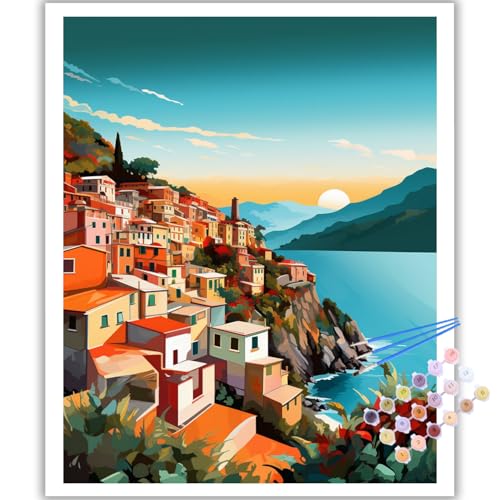 Landschaft Malen Nach Zahlen Erwachsene, DIY Landschaft Paint by Numbers Adult, Malen Nach Zahlen Set für Geschenk und Heim Dekoration 40×50 cm Rahmenlos von Mafenr Art