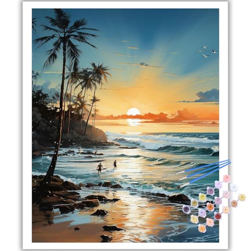 Landschaft Malen Nach Zahlen Erwachsene, DIY Landschaft Paint by Numbers Adult, Malen Nach Zahlen Set für Geschenk und Heim Dekoration 40×50cm Ohne Rahmen von Mafenr Art