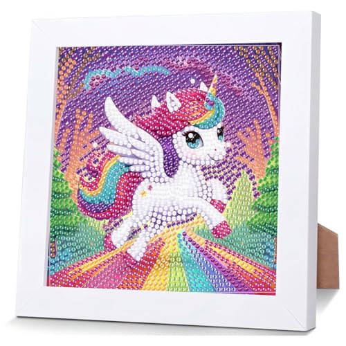 Mafenr Art Diamond Painting Kinder mit Rahmen, Cartoon Diamond Painting Kinder ab 4 6 8 10 Jahre, Diamant Painting Bilder Kinder für Geschenke und Familie Décor 18×18cm von Mafenr Art