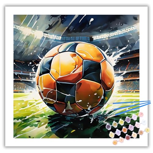 Malen Nach Zahlen Erwachsene, DIY Fußball Paint by Numbers Adult, Malen Nach Zahlen Set für Geschenk und Heim Dekoration 30x30cm Ohne Rahmen von Mafenr Art