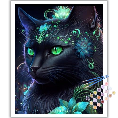 Malen Nach Zahlen Erwachsene, DIY Katze Paint by Numbers Adult, Malen Nach Zahlen Set für Geschenk und Heim Dekoration 40×50cm Ohne Rahmen von Mafenr Art