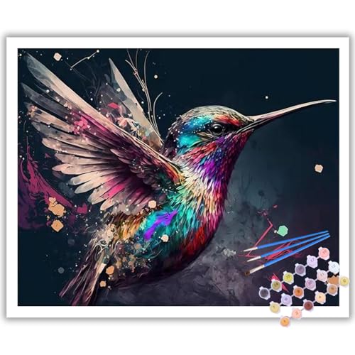 Malen Nach Zahlen Erwachsene, DIY Kolibri Paint by Numbers Adult, Malen Nach Zahlen Set für Geschenk und Heim Dekoration 40×50cm Ohne Rahmen von Mafenr Art