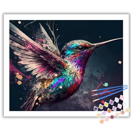 Malen Nach Zahlen Erwachsene, DIY Kolibri Paint by Numbers Adult, Malen Nach Zahlen Set für Geschenk und Heim Dekoration 40×50cm Ohne Rahmen von Mafenr Art