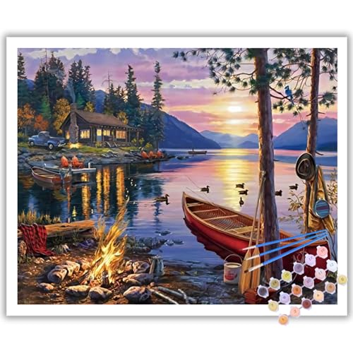 Malen Nach Zahlen Erwachsene, DIY Landschaft Paint by Numbers Adult, Landschaft Malen Nach Zahlen Set für Geschenk und Heim Dekoration 40×50cm Ohne Rahmen von Mafenr Art