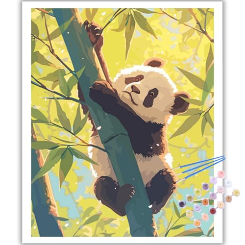 Malen Nach Zahlen Erwachsene, DIY Panda Paint by Numbers Adult, Malen Nach Zahlen Set für Geschenk und Heim Dekoration 40×50cm Ohne Rahmen von Mafenr Art