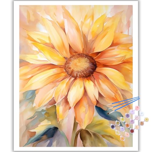 Malen Nach Zahlen Erwachsene, DIY Sonnenblume Paint by Numbers Adult, Malen Nach Zahlen Set für Geschenk und Heim Dekoration 40×50cm Ohne Rahmen von Mafenr Art