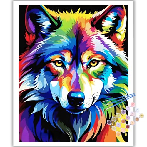 Malen Nach Zahlen Erwachsene, DIY Wolf Paint by Numbers Adult, Malen Nach Zahlen Set für Geschenk und Heim Dekoration 40×50cm Ohne Rahmen von Mafenr Art