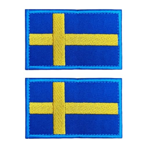 MagaPro Aufnäher mit Schweden-Flagge, bestickt, für Rucksäcke, Mützen, Jacken, Hosen, Klettverschluss, 2 Stück von MagaPro