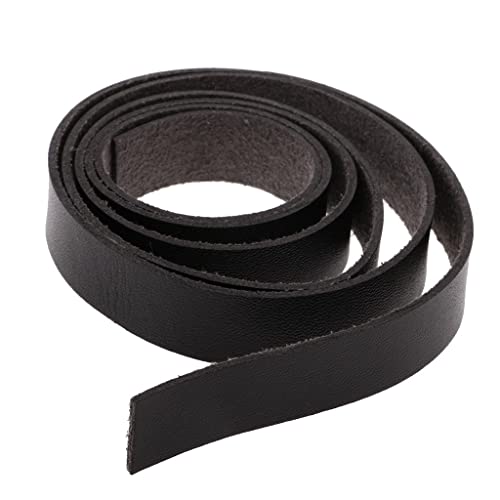 2 Meter Lang DIY Lederband Lederriemen Flach 15mm Breit Kaffee/schwarz - Schwarz, 2 Meter von MagiDeal