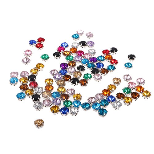 Glitzersteine Schmucksteine Acrylsteine Strasssteine Bastelsteine zum aufnähen nähen Aufnähsteine Kleidung Tasche Deko - Farbe 4, 8mm 100pcs von MagiDeal