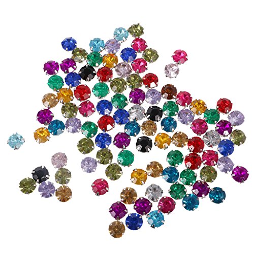 Glitzersteine Schmucksteine Acrylsteine Strasssteine Bastelsteine zum aufnähen nähen Aufnähsteine Kleidung Tasche Deko - Farbe 5, 10mm 100pcs von MagiDeal