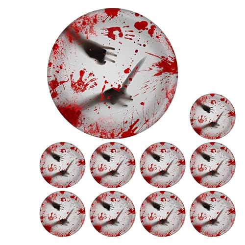 MagiDeal 10 Stück Einweg-Pappteller, blutiges Halloween-Geschirr, gruselige Halloween-Teller, Halloween-Partyzubehör, Party-Geschirr-Set, 17.8 x 17.8 cm von MagiDeal