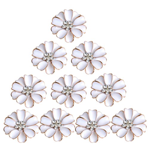 MagiDeal 10pcs Metall Blumen Strass Perlen Flatback Verzierungen Knöpfe Buttons - Weiß, one Size von MagiDeal