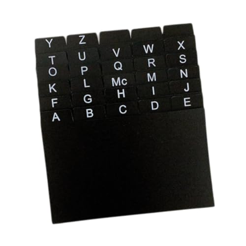 MagiDeal 30 Stück Karteikarten-Trennblätter, Alphabet-Trennblätter, 7,6 x 12,7 cm, stabile alphabetische schwarze Registerreiter für das Schulbibliotheksbüro von MagiDeal