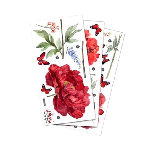 MagiDeal 3X rote Blumen Aufkleber Aufkleber Wandbild Wohnzimmer Jubiläum Urlaub Kindergarten Party Spielzimmer Selbst klebrige Kunst Wandbilder von MagiDeal