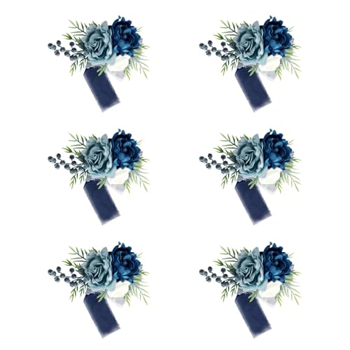 MagiDeal 6 Stück Handgelenk Corsages Handblumen Bouquet Dekorationen Künstliche Blumen Armband für Abschlussball Brautdusche Valentinstag von MagiDeal