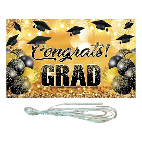 MagiDeal Graduierung Banner Glückwunsch Grad Hintergrund Hintergrund Schwarz und Gold Dekorationsmittel große 180 cm x 110 cm Hintergrundparty Dekoration von MagiDeal