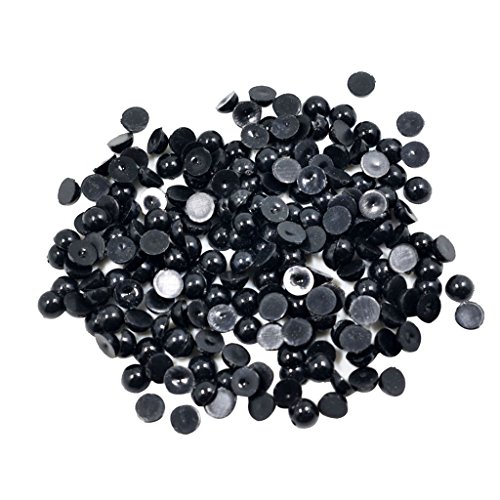 MagiDeal Halbperlen rund 2mm/4mm/6mm/8mm schwarz Flatback Perle Halbrunde Verzierung - 6mm 200pcs von MagiDeal