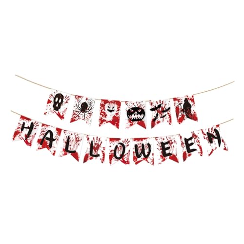 MagiDeal Halloween-Wimpelkette, Banner, Halloween-Dekorationen, Ornamente, DIY-Wandbehang, Papierfahnen für Spukhaus, Kaminsims, Veranda im Freien von MagiDeal