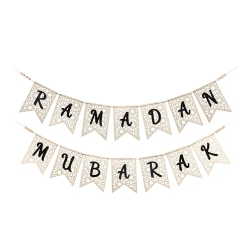 MagiDeal Holz Ramadan Banner muslimische Dekorationen Türschild Kunstwerk Ramadan Hängende Ornamente Eid Mubarak glückliche Geschenke für Wohnzimmer, Schwarz von MagiDeal