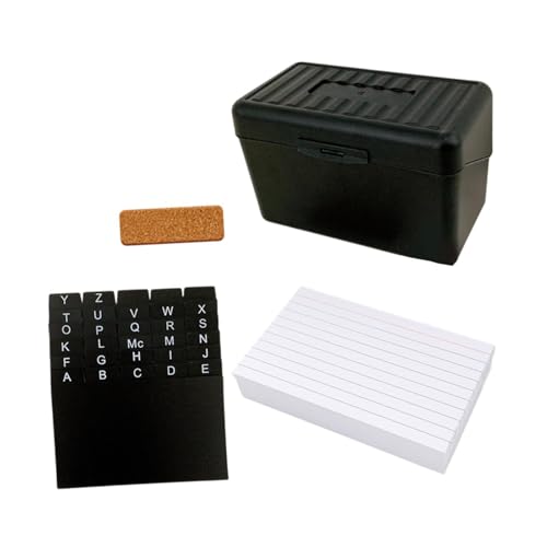 MagiDeal Karteikarten-Organizer-Box, Karteikarten-Box, Rezeptkarten-Box, linierte Karteikarten, Aufbewahrungsorganisator, linierte Notizkarten für Zuhause, Schwarz von MagiDeal