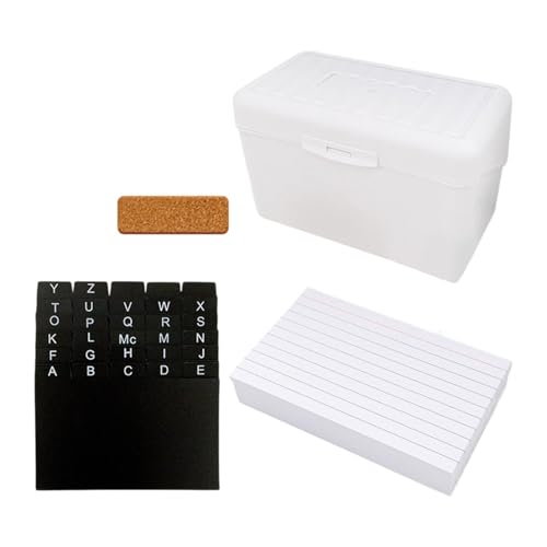 MagiDeal Karteikarten-Organizer-Box, Karteikarten-Box, Rezeptkarten-Box, linierte Karteikarten, Aufbewahrungsorganisator, linierte Notizkarten für Zuhause, Weiß von MagiDeal