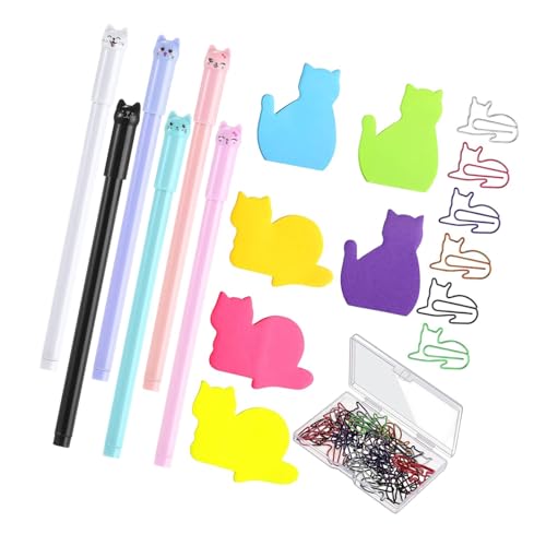 MagiDeal Katze geformte Briefpapier Set 30 Papierclips kreativ, Katzenliebhaber Geschenk tragbar 6 Stifte 6 Pads Sticky Notes for School MagiDeal Katze geformte Briefpapier Set 30 Papierclips kreativ, Katzenliebhaber Geschenk tragbar 6 Stifte 6 Pads Sticky Notes for School von MagiDeal