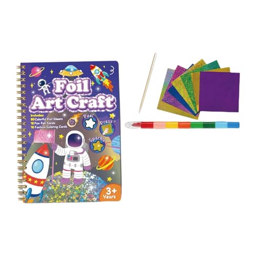 MagiDeal Kinderfolien-Kunst-Bastelset, Zeichenspielzeug, buntes Montessori-Malbuch, magisches Kunst-Stickerbuch für Jungen und Mädchen, C von MagiDeal