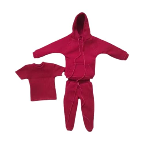 MagiDeal Kleidung für Figuren im Maßstab 1/12, Puppen-Outfit für Sammlerstücke, handgefertigt, Modellpuppe, Spielzeugzubehör, Puppenpullover und -Hose, Rot von MagiDeal