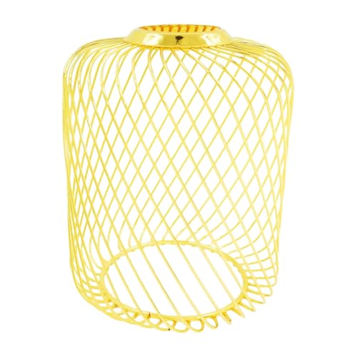 MagiDeal Mesh-Pendellampenschirm, Pendelleuchtenabdeckung, Lampenkäfig-Hängeleuchtenabdeckung, ausgehöhlter Lampenschirm aus Eisendraht für Café, Schlafzimmer, Zylinder Gold 150cm von MagiDeal