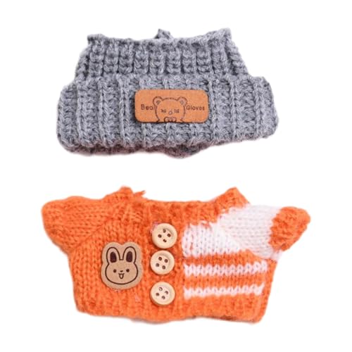 MagiDeal Mini-Puppen-Kleidung, Pullover und Kopfbedeckung, Kostüm, Bequeme Dekoration, Ersatz, niedliches Puppen-Outfit, Puppen-Zubehör für Cosplay, Orange von MagiDeal